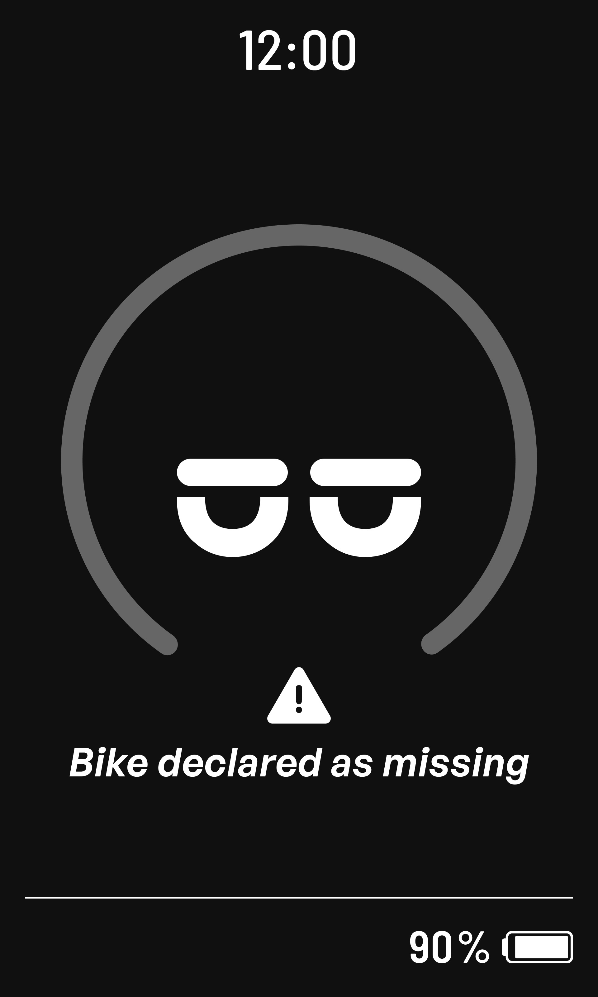 Écran d’alerte : vélo déclaré perdu
